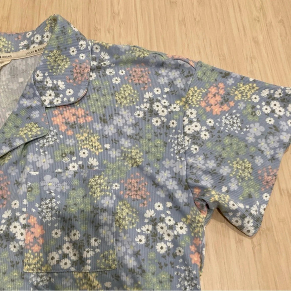Lucky Brand Set of Two Shirt and Shorts Rib Knit Ditsy Floral Sleepwear Large - Picture 6 of 10